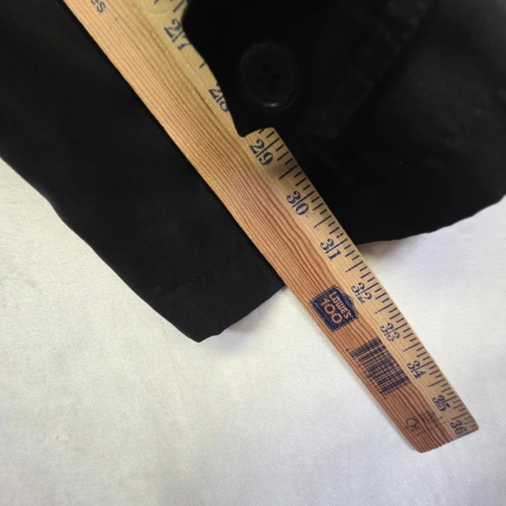 Stafford‎ Trench Coat Mens 42L Black Classic Timeless Minimalist Office Overcoat